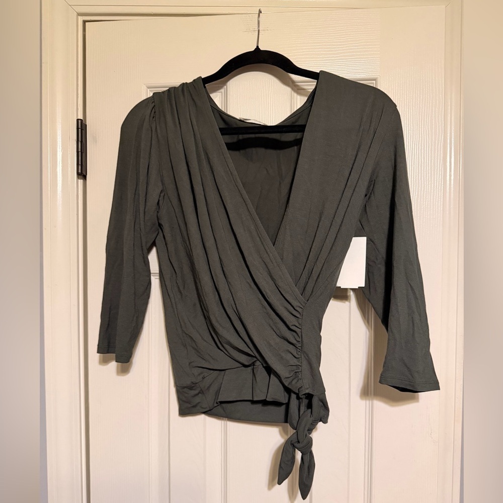 Loveappella Green Wrap Blouse